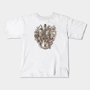 Vintage Acoustic Guitar Heart Kids T-Shirt